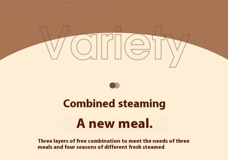 Product Introduction of The bottom of the multi-layer composite pot is quickly and evenly heated, steamed fish and vegetables are steamed out of a pot, and the lid is intelligent and timed to prevent dry burning. Protection 6
