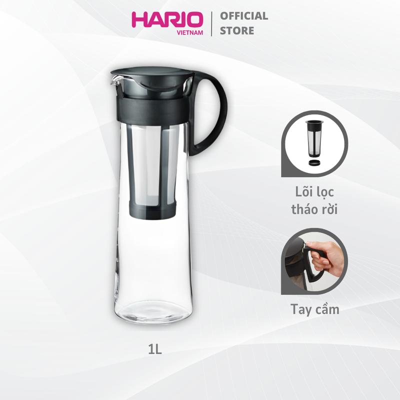  Bình cold brew thủy tinh pha cà phê ủ lạnh Hario MCPN 1L với lõi lọc và tay cầm tiện dụng 