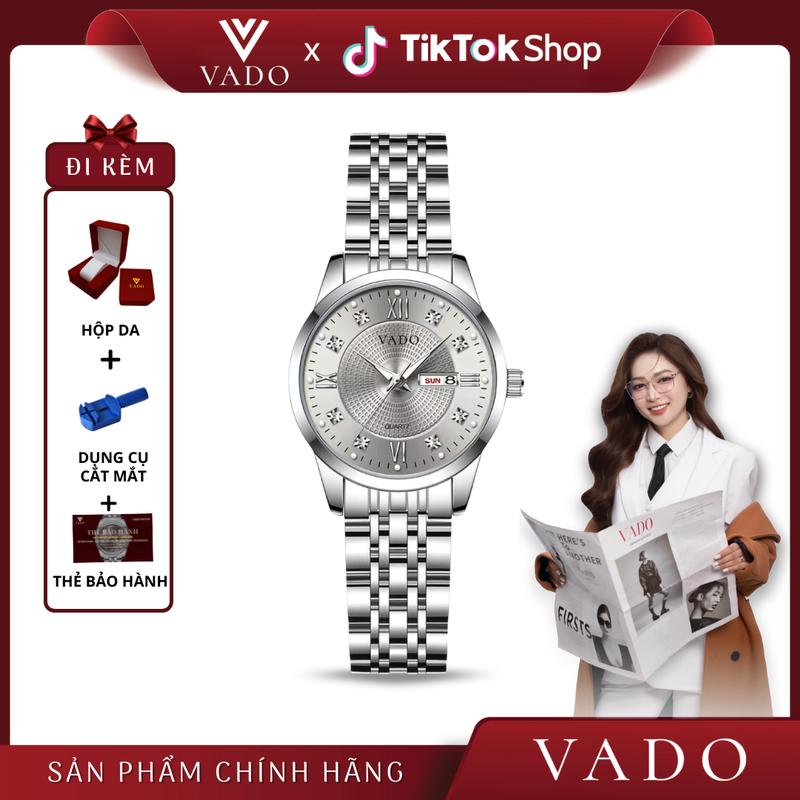 TTS - DH770V Đồng Hồ Nữ Mặt Tròn Dây Kim Loại Phong Cách Sang Trọng - DH770 VADO