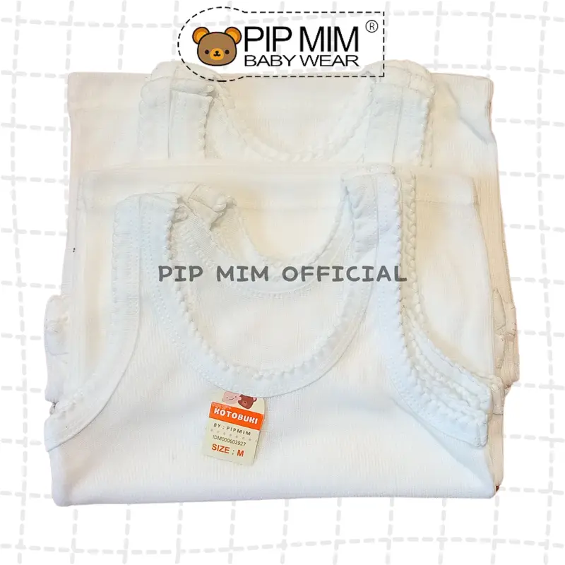 Pip Mim Baby - 6 Pcs Kaos Dalam Singlet WARNA & PUTIH Bayi Anak Perempuan Laki-Laki KOTOBUKI Lembut Halus Ber SNI  / Daleman Bayi 5