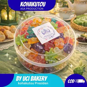 KOHAKUTOU PRESIDEN Toples 500gr Crystal Candy JELLY Kemasan Toples Mahkota Seni Cutting Detail