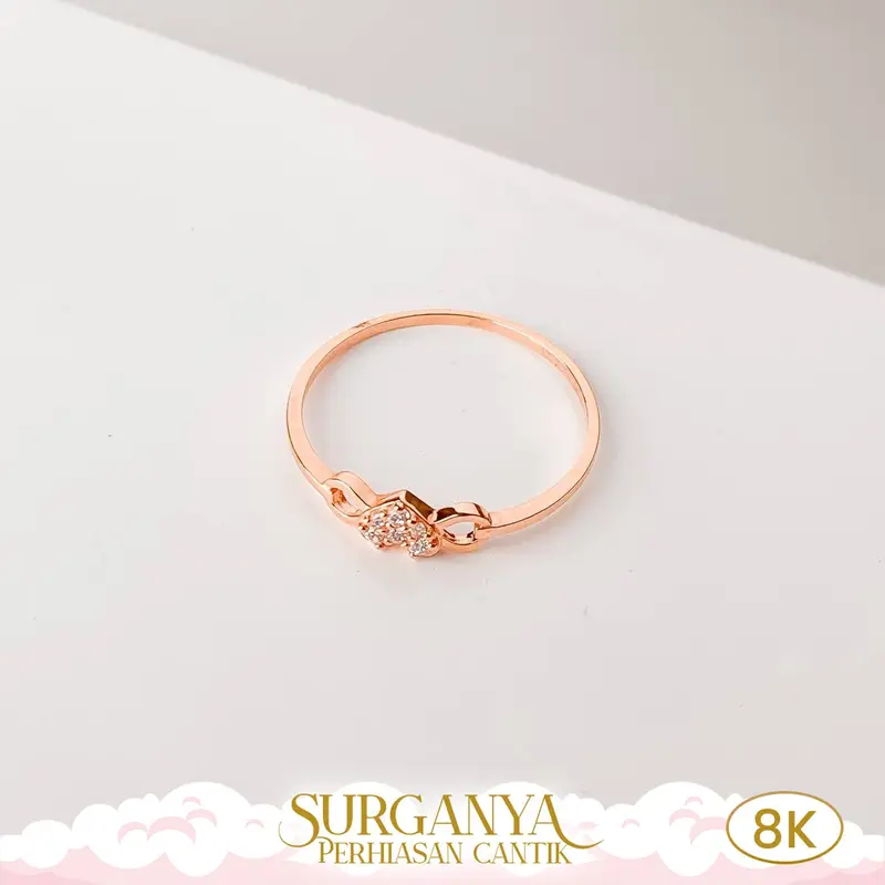 Cincin UBS Model List Variasi Permata Kadar Muda 8K Macan Gold 6