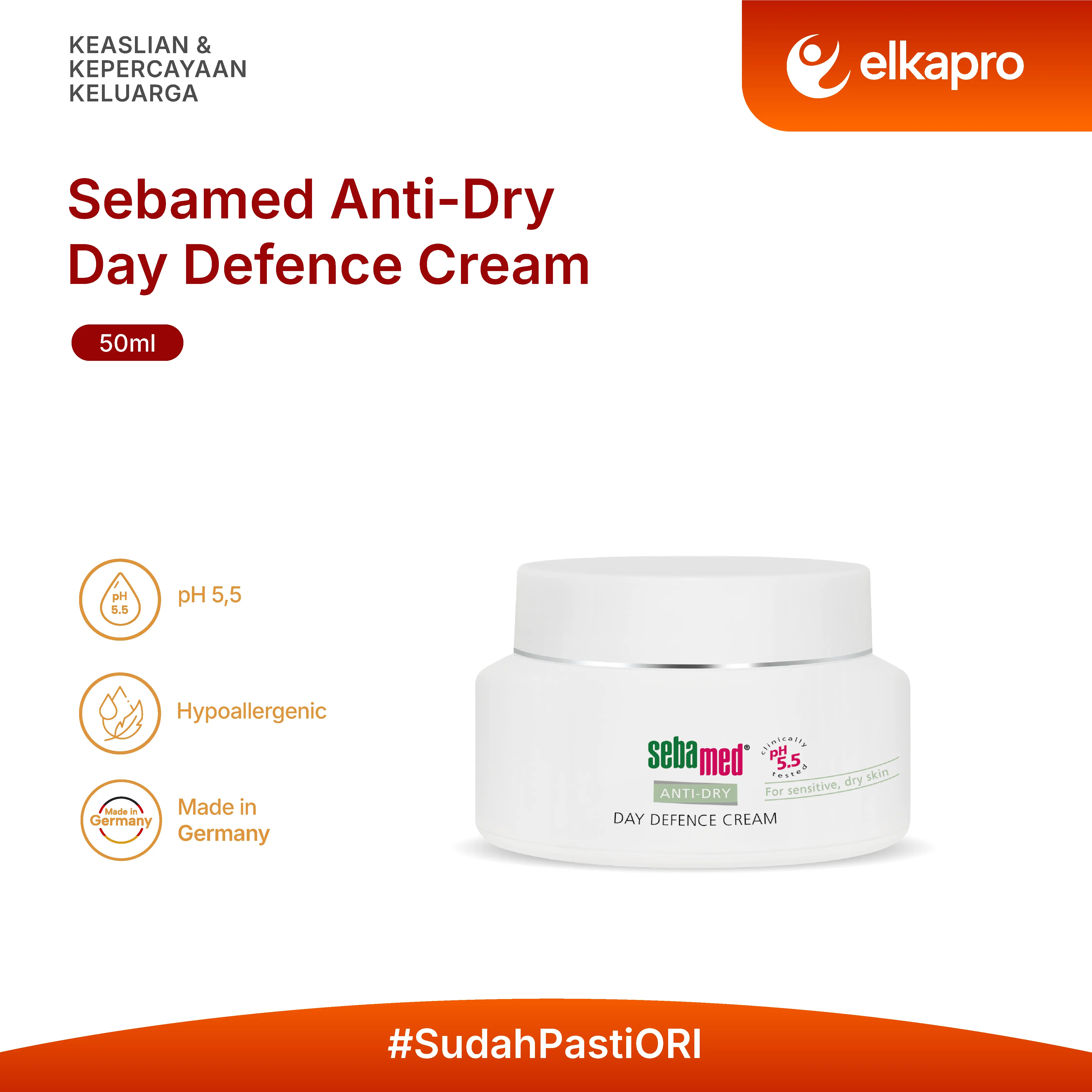 Sebamed Anti-Dry Day Defence Cream - Krim Wajah Kulit Kering, Eksim, dan Psoriasis
