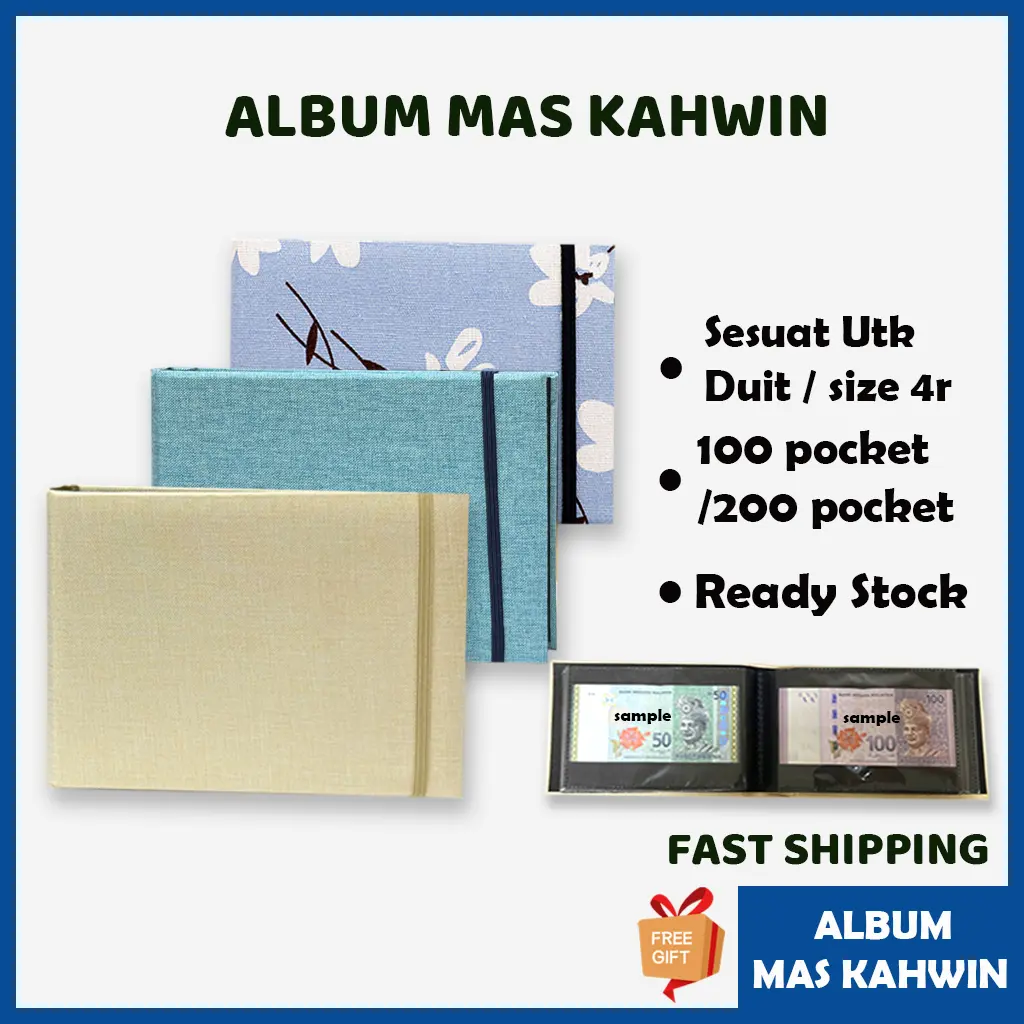 Album Wang Hantaran 100pcs Pocket Album/Album/Wedding Allbum/Mas kahwin / Paper Money Collection /Leather Note Wedding