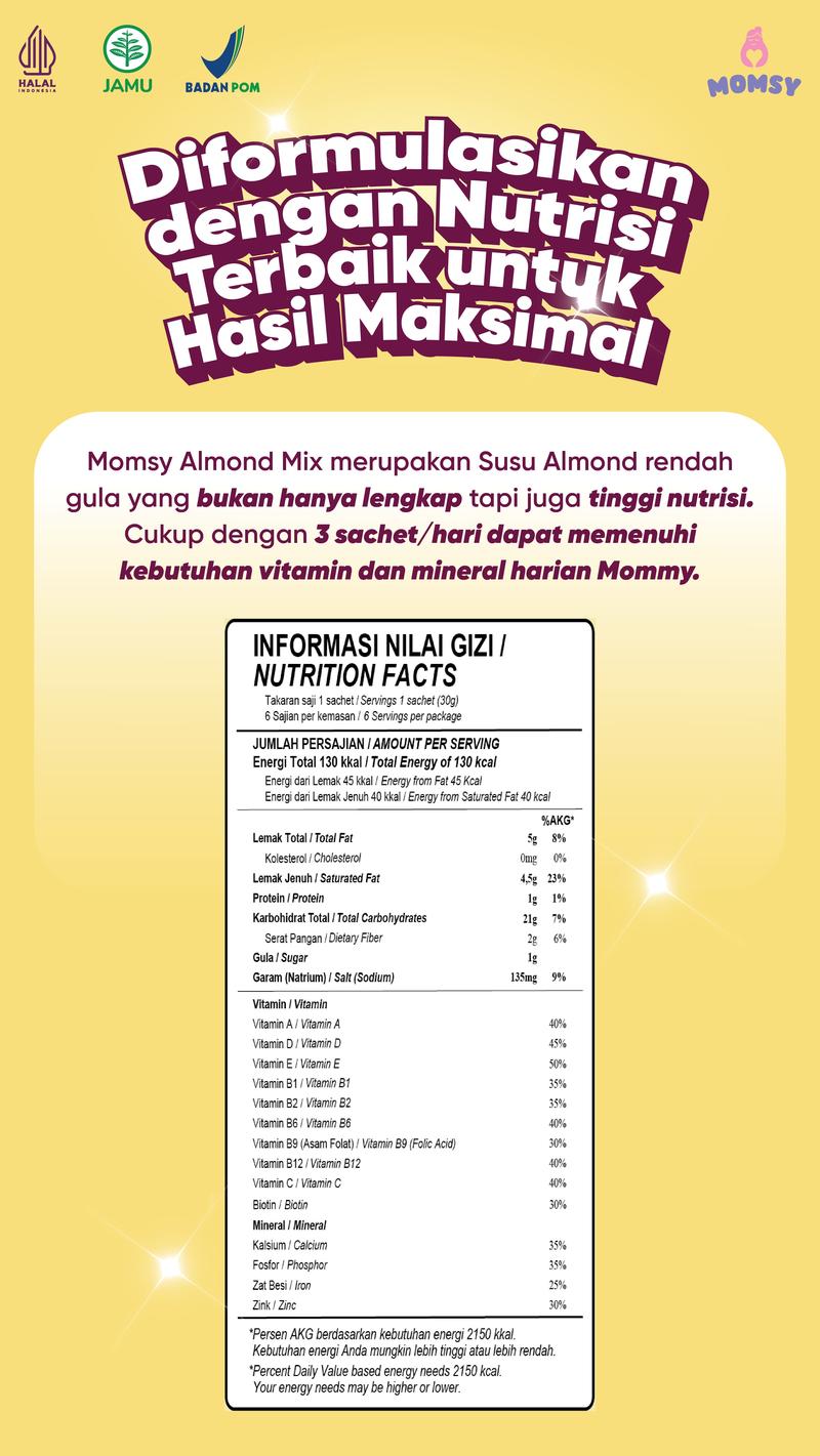 Product Introduction of MOMSY BUY 1 GET 1, ASI Booster 60 Kapsul X ALMOND MIX VANILLA 6 Sachet 38