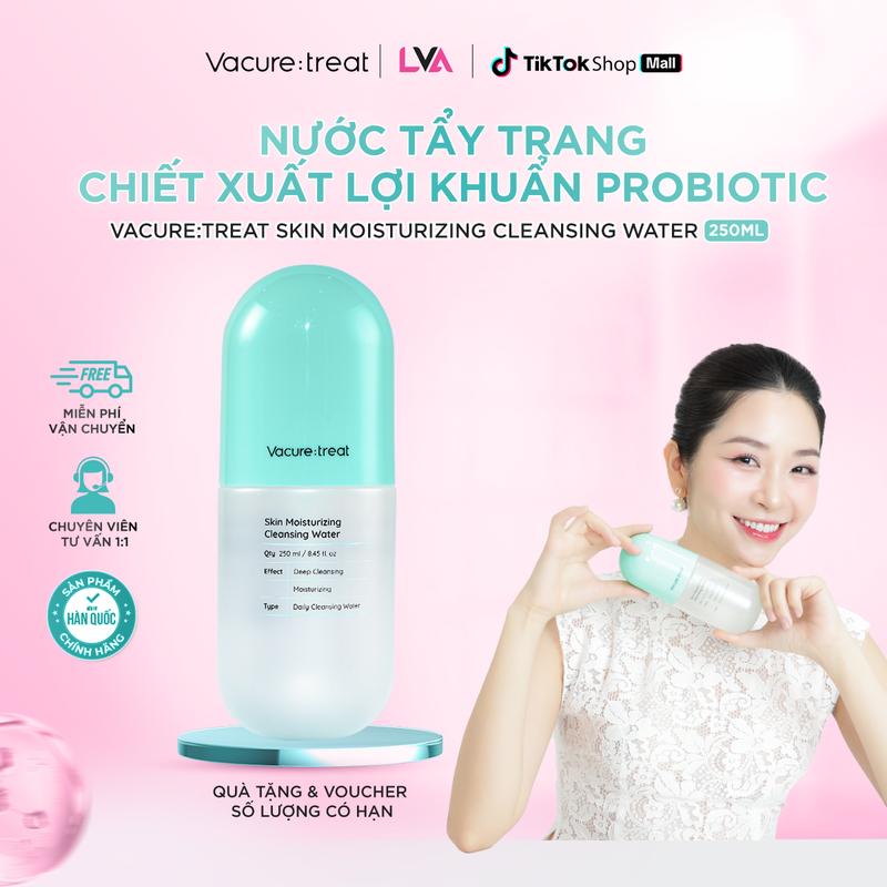 Tặng 1 hộp bông tẩy trang Nước Tẩy Trang Làm Sạch Sâu Vacure:treat Skin Moisturizing Cleansing Water 250ml Tẩy Trang Sạch Sâu Cuốn Bay Lớp Makeup Loại Bỏ Bã Nhờn Và Dầu Thừa