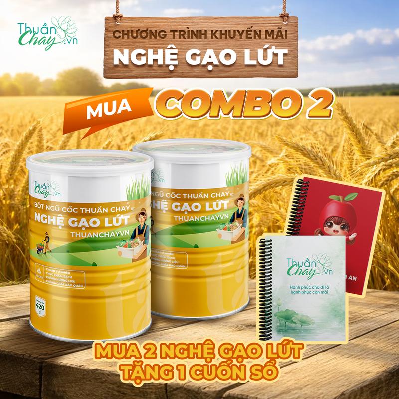 COMBO 2 NGHỆ GẠO LỨT 420g Tặng 1 Muỗng Hoặc 1 Sổ - Bột Ngũ Cốc Thuần Chay