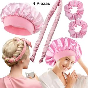 Set de herramientas para el cabello, 4 piezas por set, Set profesional de herramientas para el cuidado y estilizado del cabello al dormir, Herramientas de estilizado sin calor para mujeres y niñas, Regalo de Día de San Valentín para mujeres