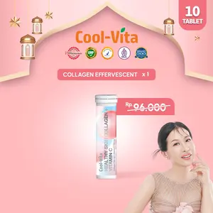 [EXCLUSIVE MAMI LOUISSE] 10 Tablet (1 Tube) Coolvita Collagen Effervescent - Minuman Larut Rasa Peach | Mengandung 500mg Fish Collagen dan 100mg Vit C per Tube | Membantu Menjaga Kesehatan Kulit
