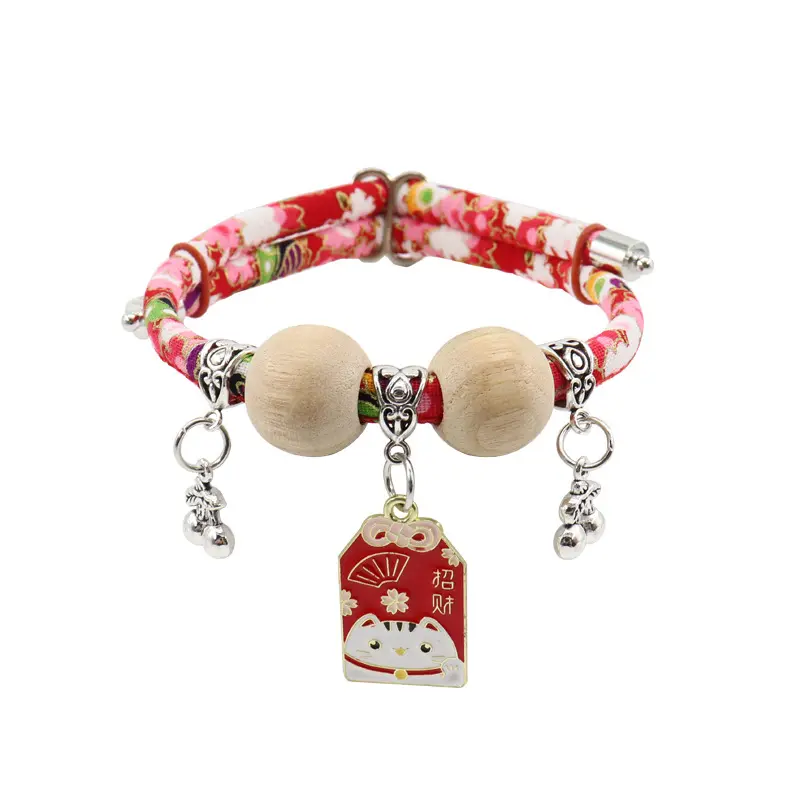 Cute Cat Collar Wood Ball Pet Flea and Tick Collar for Cats and Small Dogs Natural Camphor Wood Collar