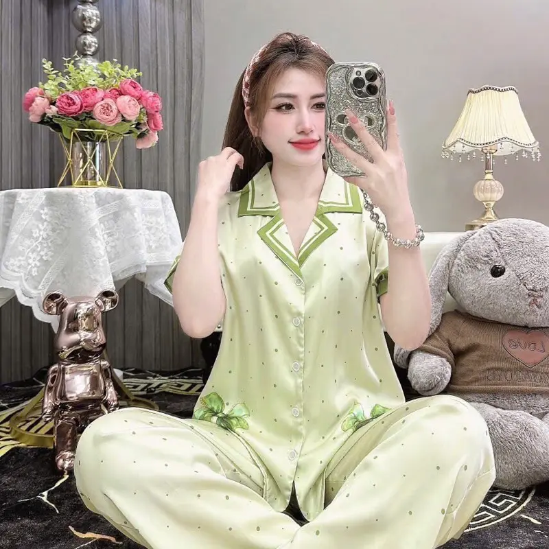 Đồ bộ pijama tay ngắn quần dài chất lụa Latinh