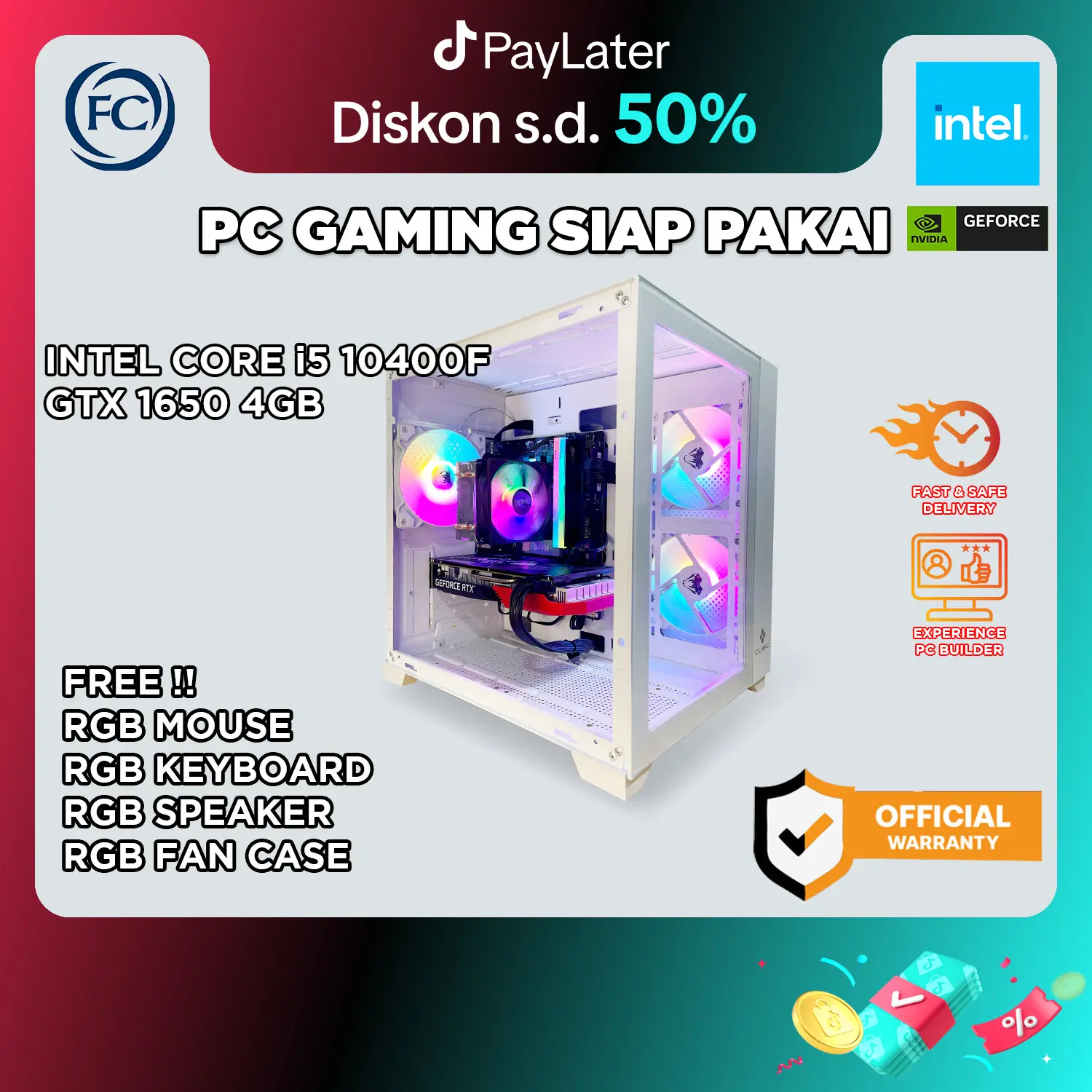 PC GAMING & DESIGN FULL SET DDR4 I5-10400F / 16GB / 1650 4GB + MONITOR