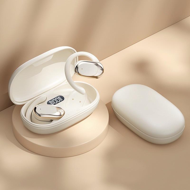 Earphones Wireless Bluetooth Tws 5.4 Headset Mic ANC/ENC Noise Reduction Amplifier Speaker IPX5 Water proof LED Display Dolby Audio Adjustable Angle Ear hook office Sport Study Outdoor White 7