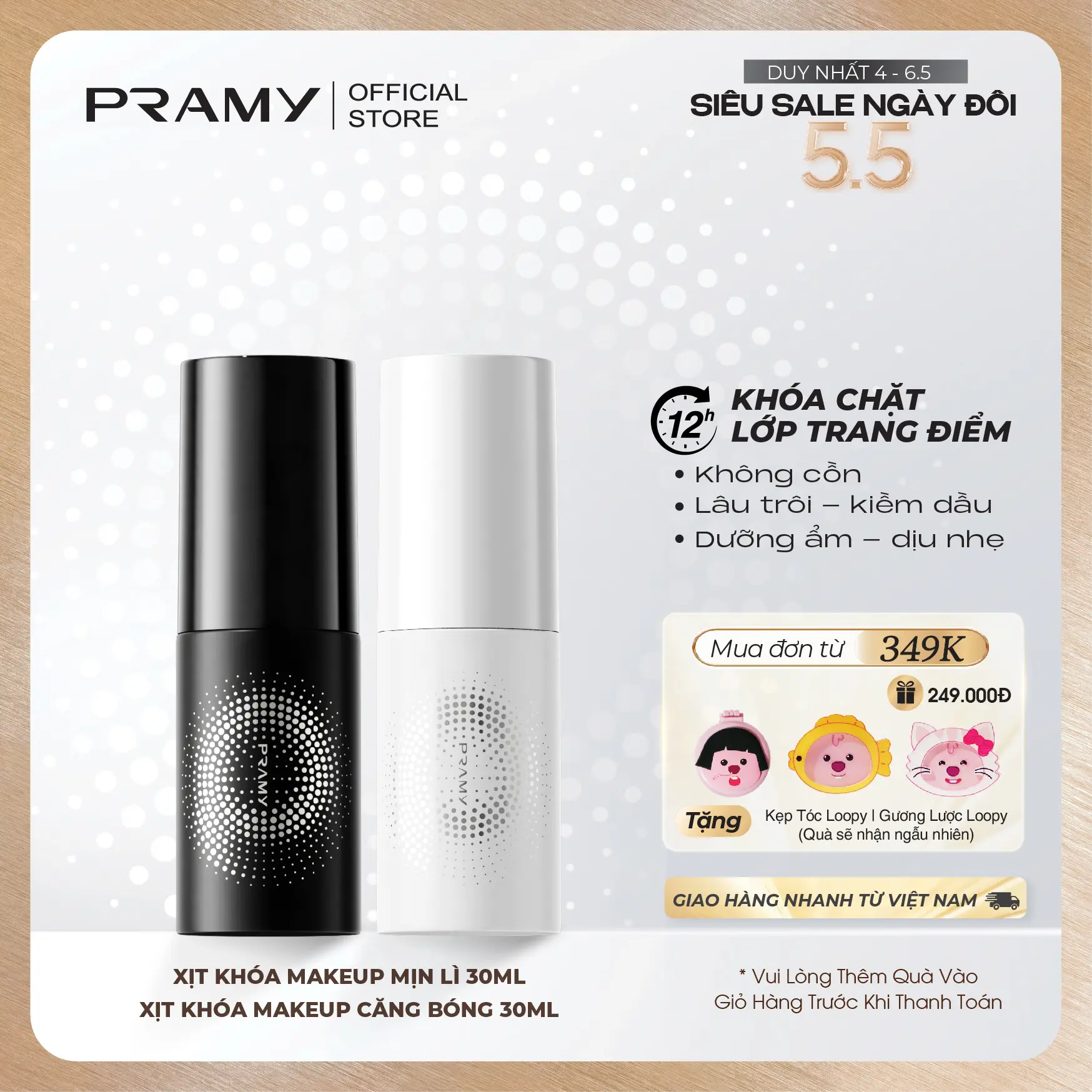 [SIZE NHỎ] PRAMY Xịt Khoá Nền Giữ Lớp Makeup Lâu Trôi Dưỡng Ẩm Setting Spray 30ml
