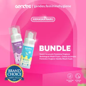 GENDES Bundling 2 Pcs Wash Foam Hygiene Wangi Vanilla, Bubble Gum, Grape, Mango, dan Cocopandan 55ml | Perawatan Area Kewanitaan  | Membantu Mengurangi Keputihan | Membantu Menghilangkan Aroma Tidak Sedap Pada Area Kewanitaan