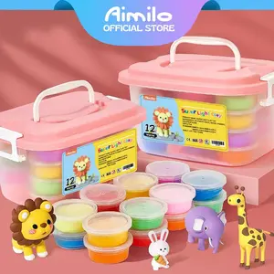 [READY] Aimilo Clay Kotak Hadiah Untuk Mainan Anak Isi 12 PCS Clay Warna Mainan Edukasi Anak Aman Dan Tidak Beracun