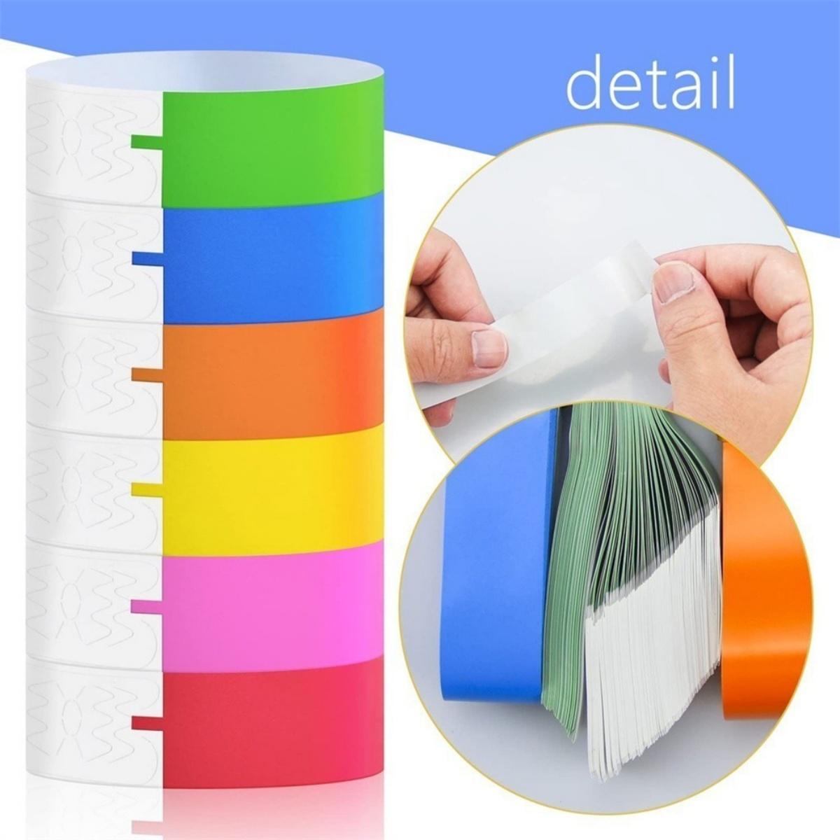 Gelang Tiket 100 Pcs Anti Air Sekali Pakai Bahan Kertas Sintetis PP Ukuran 10x0.75 Inci Untuk Event Pesta Wahana