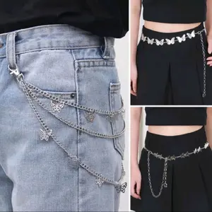 Gesper Ikat Pinggang Wanita Y2K Model Bintang Kupu-kupu, Belt Rantai Slim, Gesper Wanita, Ikat Pinggang Wanita Fashion Aksesoris