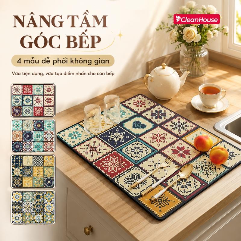Thảm Hút Nước 4 Mùa Sang Trọng Zline, Thảm Lót Ly Hoạ Tiết Nổi Bật Đế Cao Su…