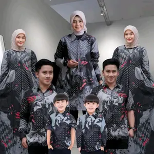 COD - BISA PISAH - MOTIF GAGAK ABU - CUOPLE BATIK KELUARGA AYAH IBU DAN ANAK LAKI-LAKI SIZE M L XL XXL Baju Couple