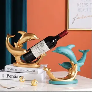 Wine holder placement tempat botol standing dekorasi rumah decoration lumba lumba dolphin gold ikan emas
