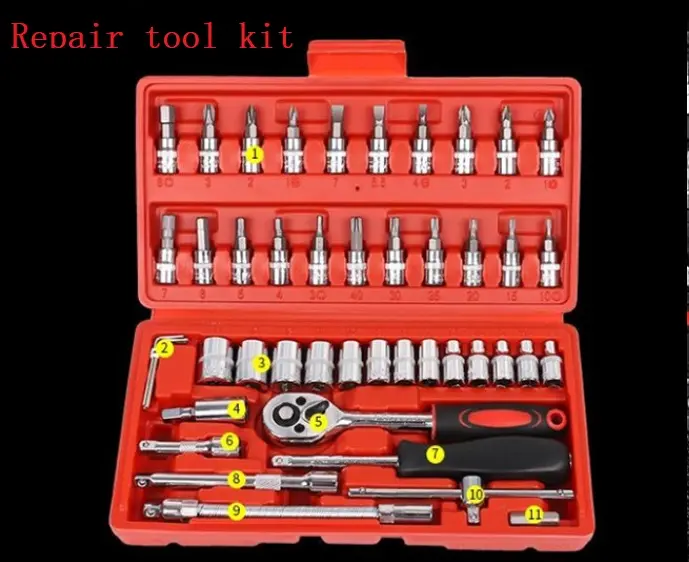 46 piece set socket wrench ratchet screwdriver tool