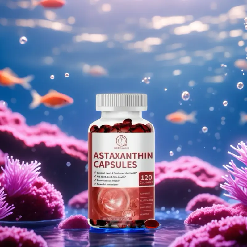 Bbeeaauu 120 Capsules astaxanthin capsules dengan Minyak Ikan EPA/DHA dan Minyak Krill Antartika Antioksidan Alami kapsul  whitening 4