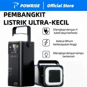 POWRISE Powerbank Kapasitas Ultra 60000mAH Lampu LED, Portabel Untuk Dengan 4 Kabel Bawaan