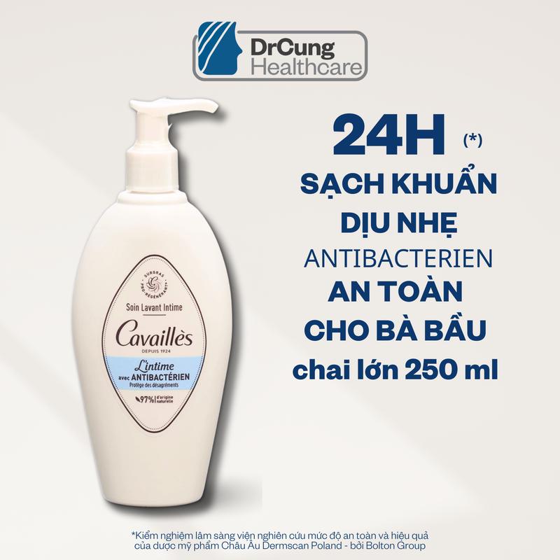 Dung dịch vệ sinh phụ nữ Cavailles L'intime avec antebacterien 250ml (Màu xanh dương)