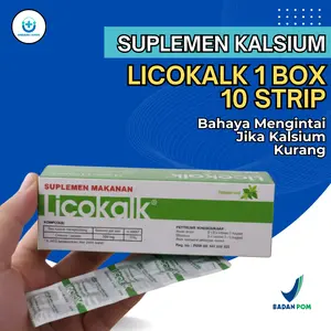 Licokalk Suplemen Kalsium 1 Box 10 Strip 100 Tablet - Suplemen Makanan Praktis untuk Memenuhi Kebutuhan Kalsium