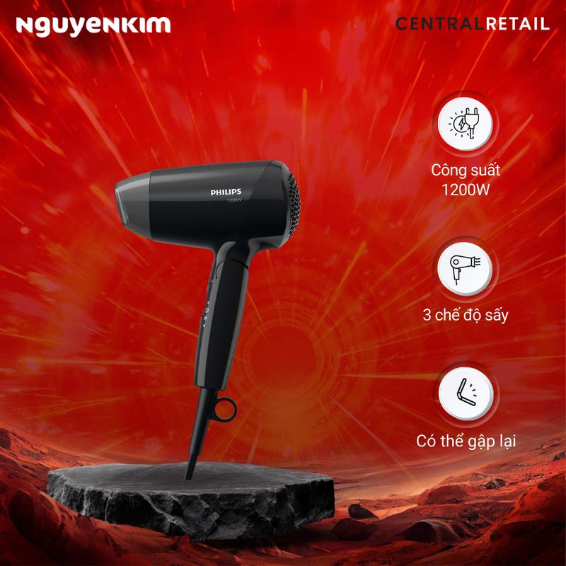  Máy sấy tóc Philips BHC010 10 - Sấy nóng & mát Công suất 1200W 3 chế độ sấy  có chế độ chăm sóc tóc  