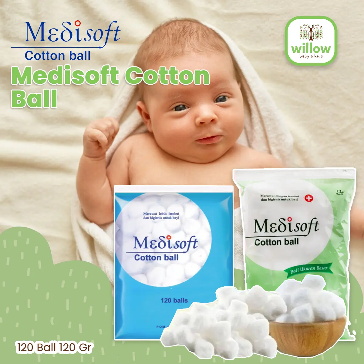 Kapas Medisoft Cotton Ball untuk Pemakaian Wajah - Kapas Bulat, Facial
