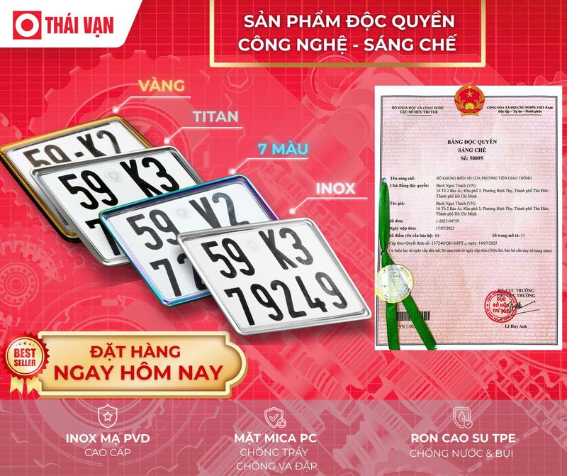 Khung Biển Số Xe Máy Cao Cấp - Tự Gắn - Thái Vạn