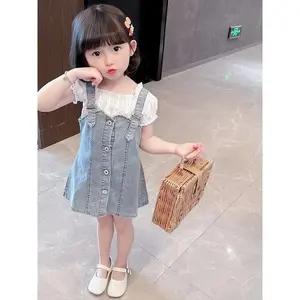 Setelan Dress Jeans Kombinasi Rayon Crinkle Modis Korean Style Usia 1 - 6tahun kekinian Baju Anak