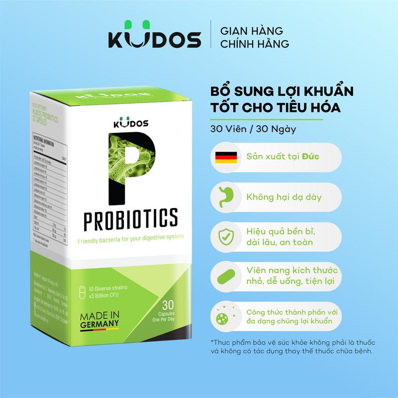 TPBVSK Viên uống men vi sinh KUDOS PROBIOTICS bổ sung lợi khuẩn đường ruột, tốt cho hệ tiêu hóa (30 viên/hộp)