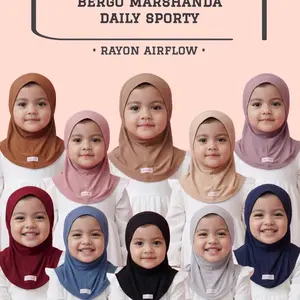 AGNIA Bergo Marshanda Sporty Kaos Rayon Airflow Premium Anak Bayi Newborn Balita 0-2 1-3 Tahun  Sebahu Adem Lembut Jilbab Instan Nyaman Variasi Soft Kerudung Sekolah High