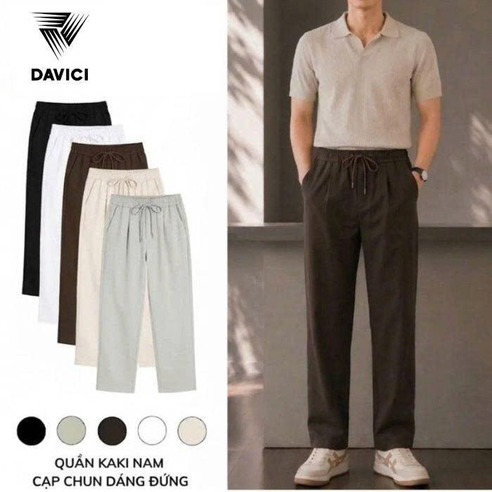 Quần Kaki Ông Đứng DAVICI.MEN Vải KaKi Cao Cấp, Cạp Chun Co Giãn, Mềm Mịn Mã 268