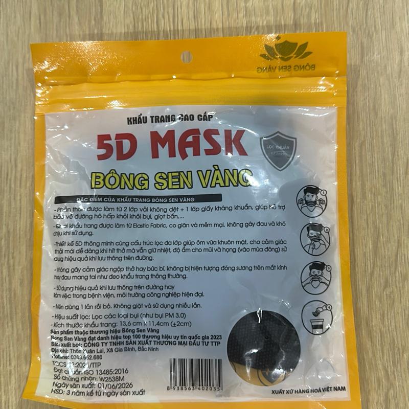 Khẩu Trang Bông Sen Vàng 5D Mask - Thiết Kế Độc Đáo Chất Liệu Mềm Mại Phù Hợp…