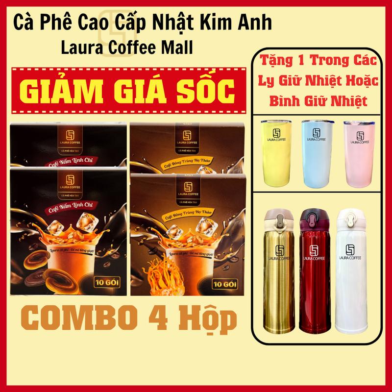 [ 4 Hộp] Cafe Laura Nhật Kim Anh Đông Trùng + Linh Chi