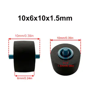 10x6x1.5x10mm Rubber Pinch Roller Wheel With Blue Shaft For Tape Recorder Pressure Cassette Deck Movement Audio Accessories