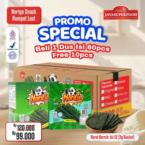 Norigo 1 DUS FREE 10pcs / Nori Sachet Seaweed Snack 3g Rumput Laut Halal Rasa Original