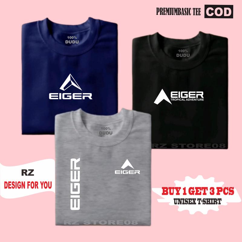 Product Introduction of BUY 1 OR 3 PCS Kaos T-Shirt 100% Katun Combed 30s - Kaos Distro Cowok Cewek Branded - Baju Kaos Distro Pria Keren Articel Eiger Kr  Eiger Ad Eiger Print White Premium Kaos Oblong 1