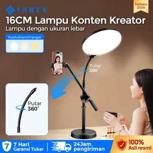 【Putar 360°】【COD】【Warranty 30 HARI】 INBEX IPL16 Light Bisa diputar 360° Tripod konten kreator ring light 12Inci 8Inci Lampu 3 Warna Bulat Panel Besar Lampu Video Livestreaming Studio