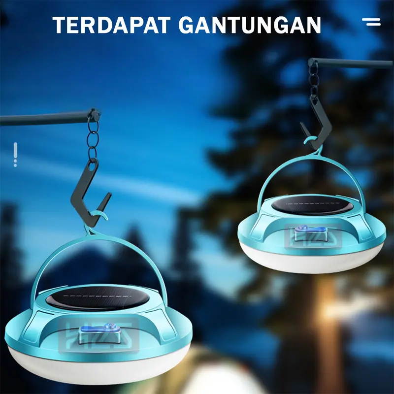 H2S Lampu Emergency UFO Gantung Solar Panel Camping Lamp 4