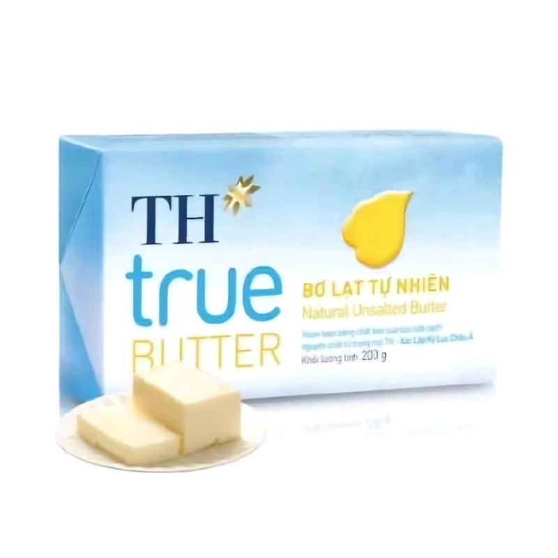 Giao Toàn Quốc Bơ lạt TH True Butter Khối 200g làm từ sữa tươi nguyên chất - Cho bé ăn dặm nấu cháo ăn kèm bánh mì