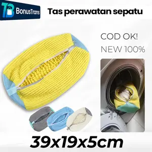 Jaring Cuci Sepatu Anti Luntur & Anti Kusut - Bahan Katun Lembut, Resleting Aman, Muat 1-2 Pasang - Anti Fade & Anti Wrinkle Shoe Washing Net Soft Cotton Safe Zipper Fits 1-2 Pairs