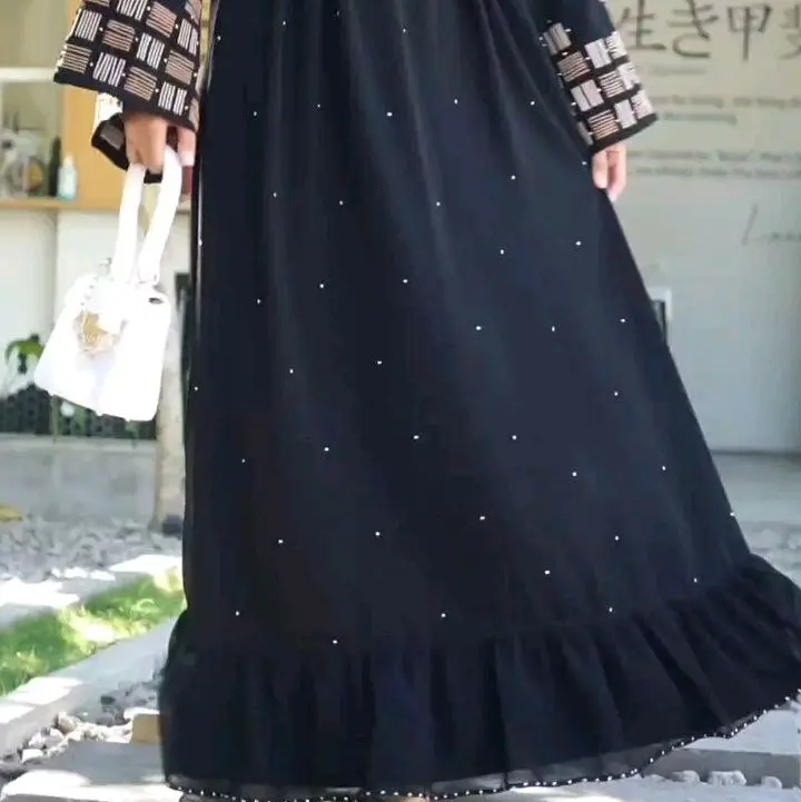 Abaya SHEFNA Hitam Bordir Busui Dress maxi gamis wanita muslimah lebaran murah elegant remaja kekinian lokal 6
