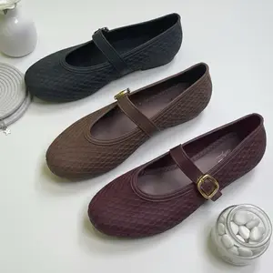 PORTO CANDICE - Flatshoes Wanita Elegan | Flatshoes Kuliah | Sepatu Kerja Flat Wanita Elegan Simple Kekinian Sepatu Candice Belt Motif Timbul Anti Slip Karet