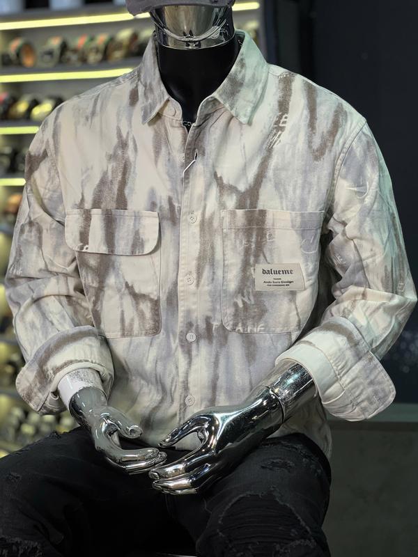 [2 Màu][Áo Sơ Mi Guangzhou-3062 ] Áo Sơ Mi Nam Form Rộng Mẫu 2 Túi Was Loang Xanh Nhạt & Màu Was Loang Nâu Chất Kaki Dày Dặn Chi Tiết Như Hình S3356-S3355 K3 STORE