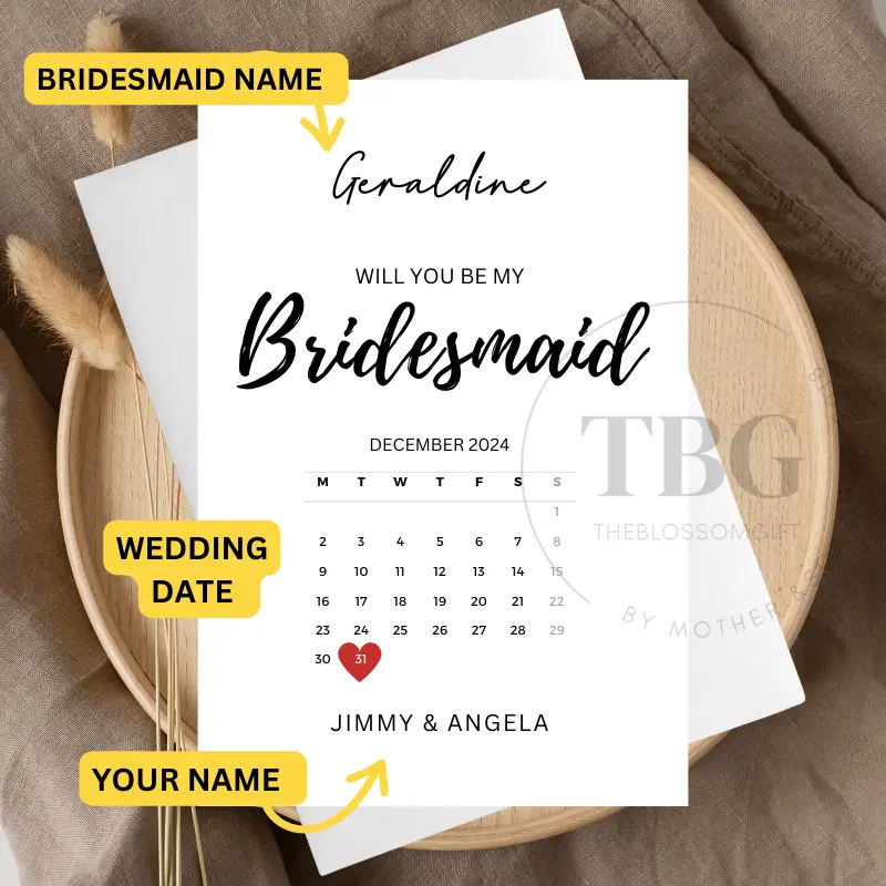 [SG SELLER] Personalised / Customized DATE Greeting Cards for Bridesmaid , Groomsman, Birthday, Anniversary, Wedding